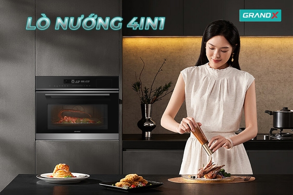 Lò nướng âm tủ GrandX GX50MOS7 – Lò hấp, vi sóng, chiên không dầu 4 trong 1