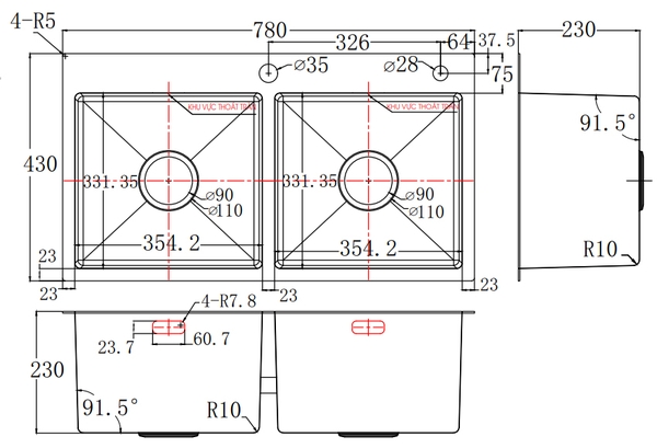 Chậu rửa bát 2 hố FS 7843HMS