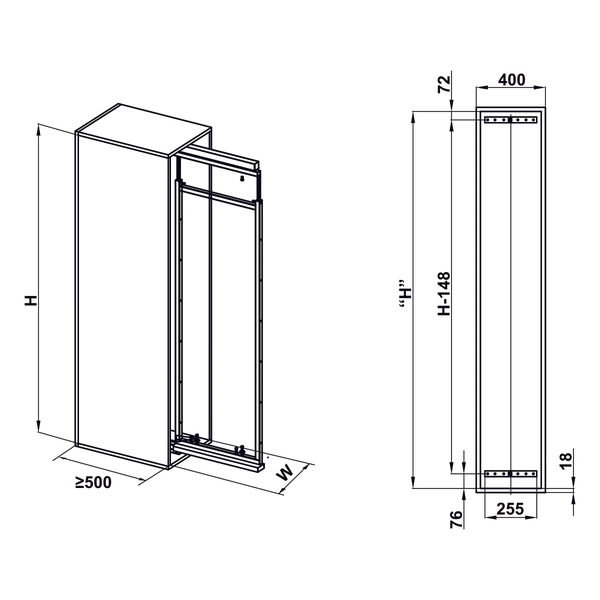 Rổ tủ đồ khô cánh kéo Hafele DOLCE 548.65.005 | Inox 304 cao cấp