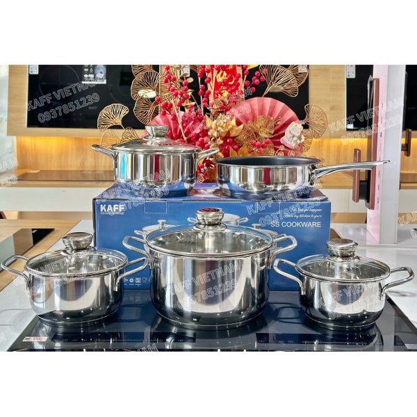 Bộ Nồi Inox KAFF KF-ST005FR 5 Món 9 Chi Tiết