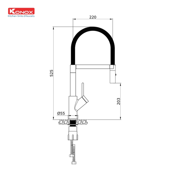 Vòi rửa bát Konox Bian thân mềm