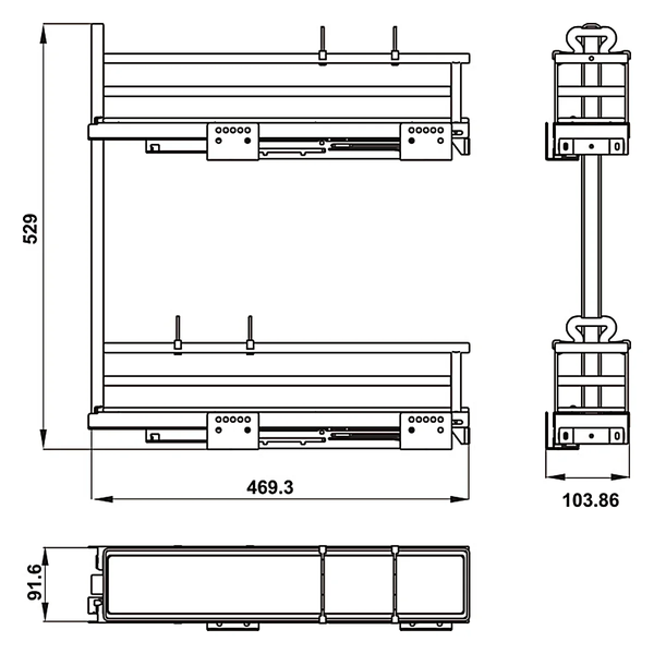 Bộ rổ gia vị Hafele OMERO 549.20.840 - Kích thước 150mm - Lắp phải