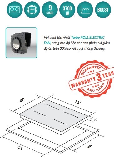Bếp từ GrandX GX IH977G nhập Đức - Kính Schott Ceran phủ Nano Titan