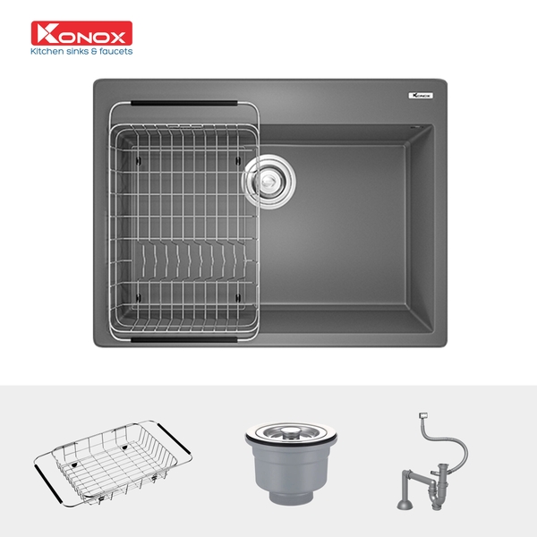 Chậu rửa bát đá Granite Konox Ruvita 680 Grey