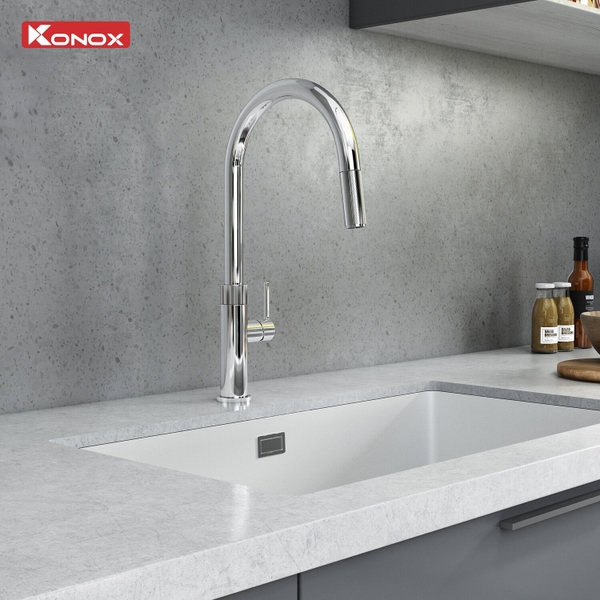 Vòi rửa bát Konox Lasi Chrome - Công nghệ Neoperl