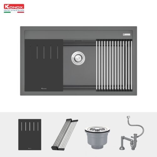 Chậu Rửa Bát Đá Granite Konox Terra 860S Grey nhập Italy