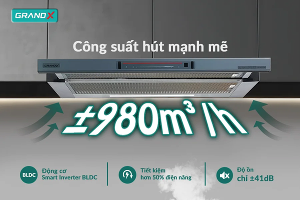 Hút mùi âm tủ GrandX GX H70F72SG -  Smart Inverter BLDC - Cực mạnh mà êm