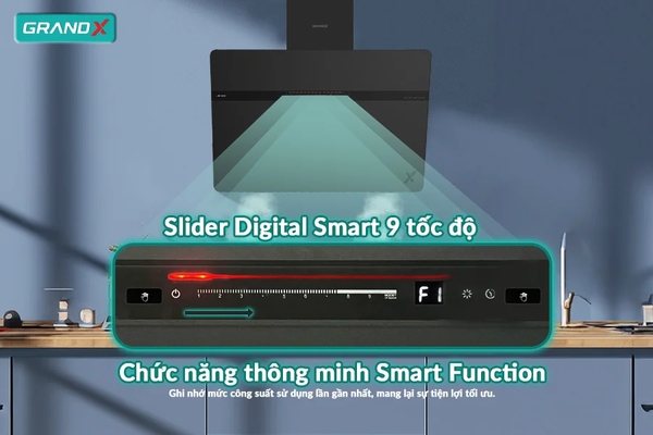 Hút mùi kính vát GrandX GX H90S86B - BLDC Smart Inverter