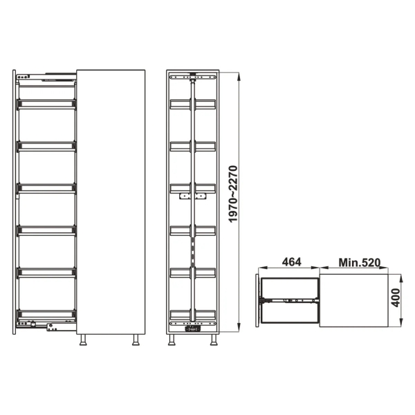Phụ kiện tủ cao Hafele KARA PULL (595.80.803) - Tủ kho kéo 6 tầng