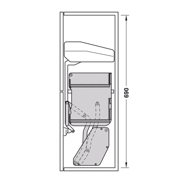 Rổ nâng hạ Utensio Plus H2 Khay đôi 504.68.373 | 2 tầng màu Than chì