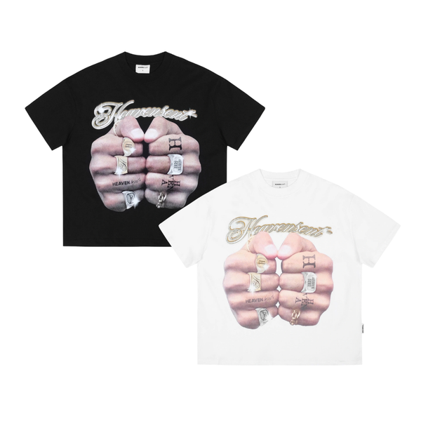 [NEW ARRIVAL] Áo Thun Cotton Form Boxy HeavenSent Finger Rings Unisex - HS_TS003