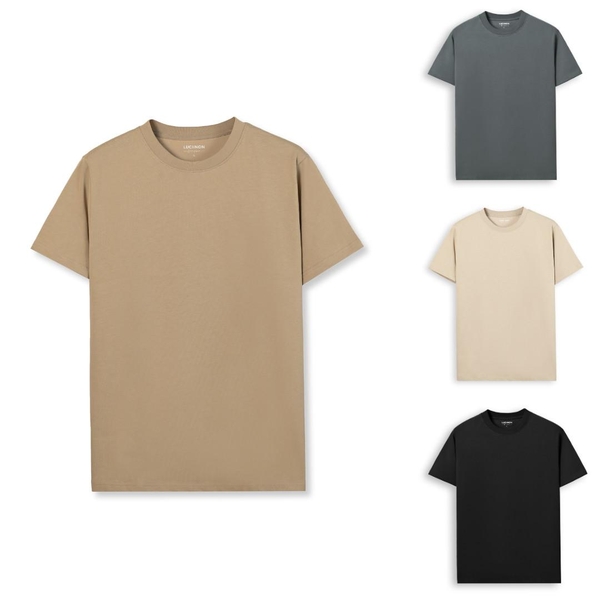 Áo Thun Nam Cổ Tròn Chất Liệu VảI Cotton, Thiết Kế Trơn Basic, Thấm Hút Cao, Mềm Mại - LUCIINON