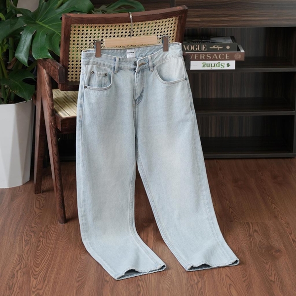 Quần Jean Baggy Ống Suông Chất Liệu Vải Jeans Cotton ThoảI Mái, Có Túi, Chuẩn Form - LUCIINON