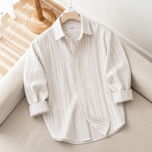 Áo Sơ Mi Nam Sọc Tay Dài WAVY Chất Vải Thuần Cotton, Thấm Hút Cao, Mềm Mại, Chống Nhăn - LUCIINON
