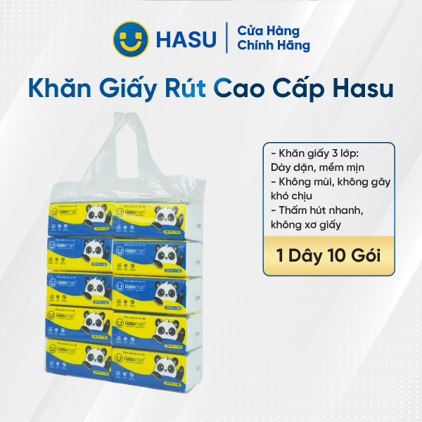 Khăn giấy rút cao cấp Hasu dây 10 gói*10 dây