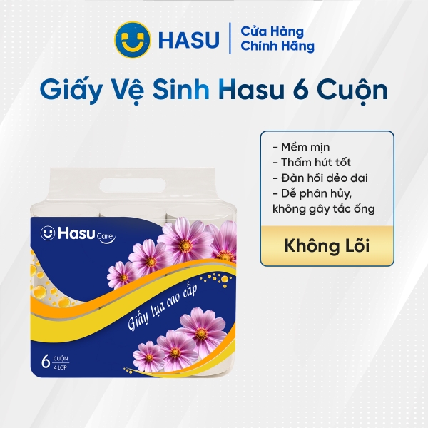 Hasu Giấy vệ sinh 6 cuộn (không lõi)/12 dây
