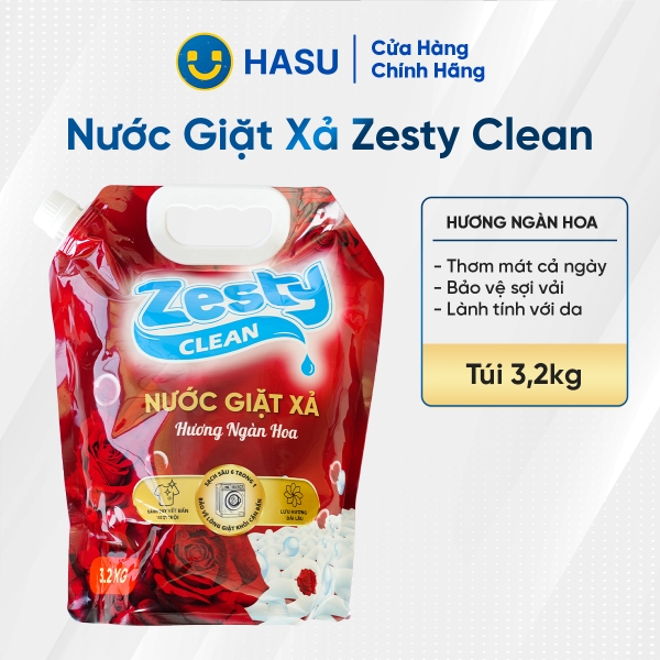 ZESTY CLEAN nước giặt xả hương ngàn hoa túi 3.2KG