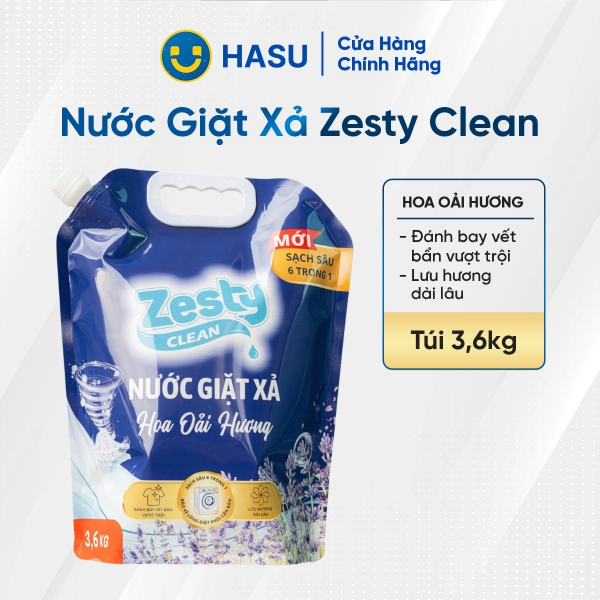 Nước giặt xả Zesty clean hương Oải Hương túi 3.6KG