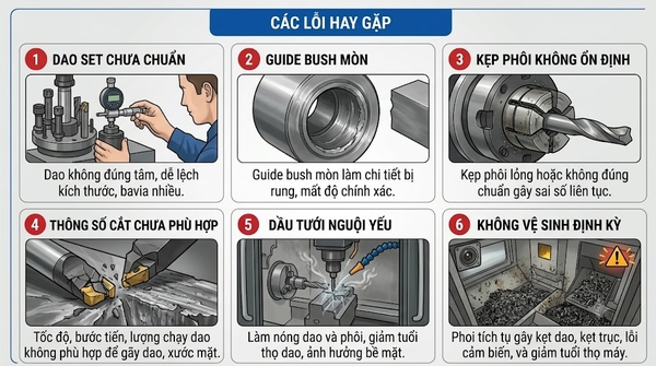 Cẩm Nang Khắc Phục 6 Lỗi Phổ Biến Khi Vận Hành Máy Tiện Đùn