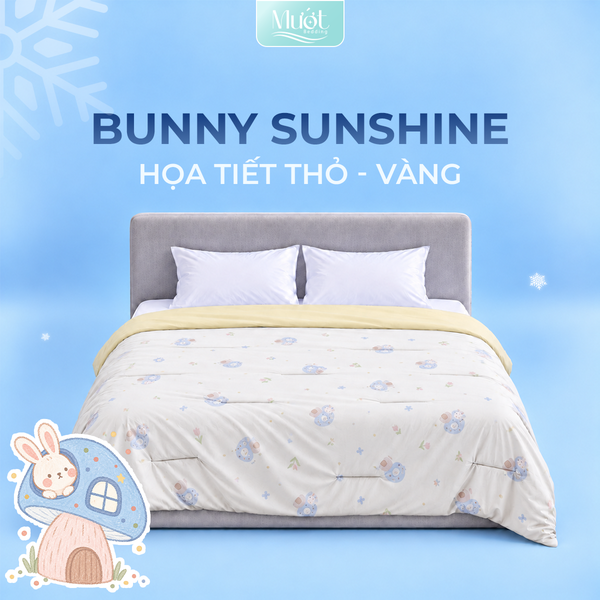 Bộ 5 món thun lạnh cao cấp màu vàng họa tiết nấm 1m8x2m dày ( 5-12cm)
