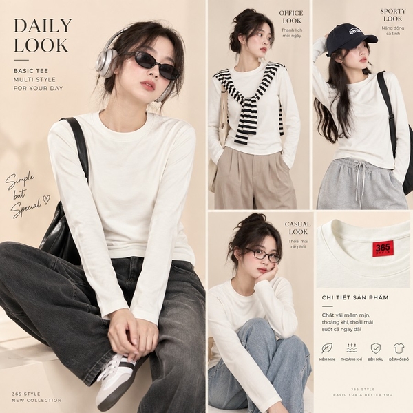 Áo thun DT nữ Cổ Tròn S021 365STYLE - SWTS26S021