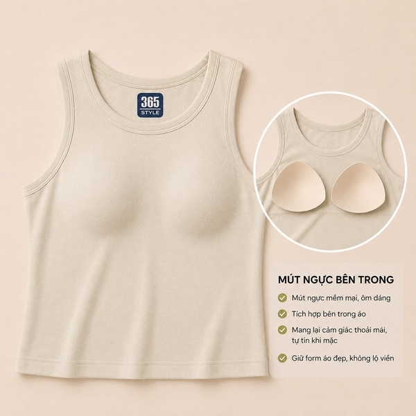 Áo thun nữ cotton có đệm ngực S001 365STYLE - SWTK26S001
