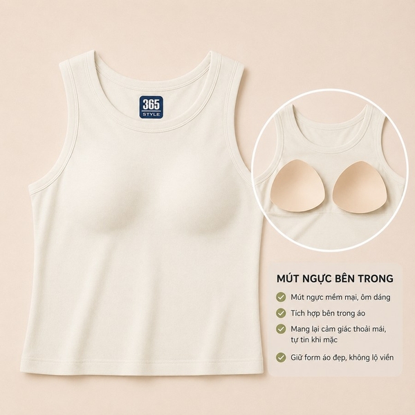 Áo thun nữ cotton có đệm ngực S001 365STYLE - SWTK26S001