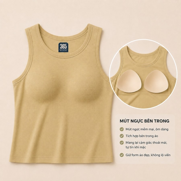 Áo thun nữ cotton có đệm ngực S001 365STYLE - SWTK26S001