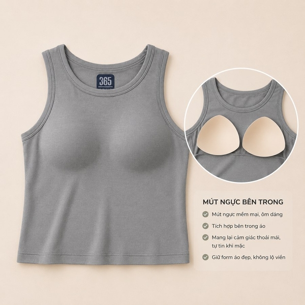 Áo thun nữ cotton có đệm ngực S001 365STYLE - SWTK26S001