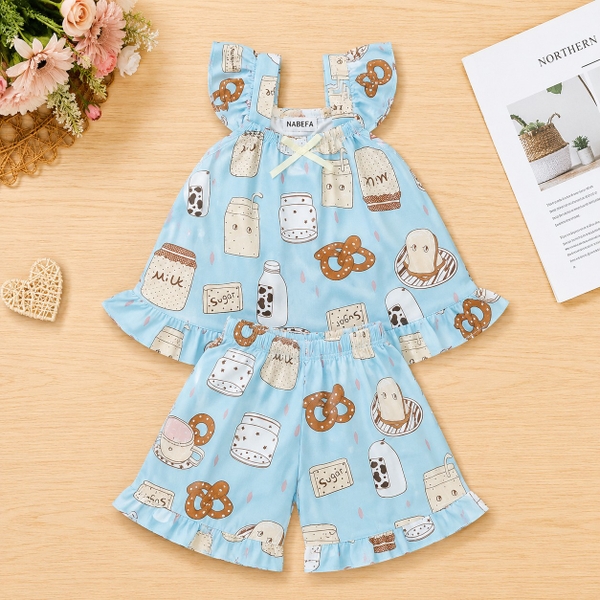 Bộ tole bé gái quần ngắn sát nách NBSE26S001AB