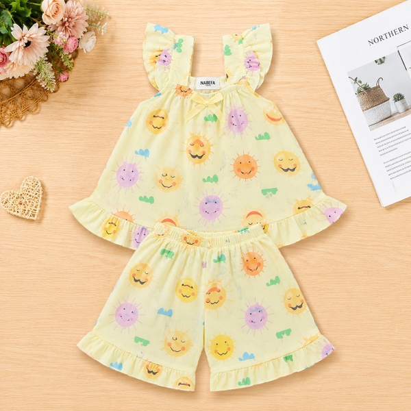 Bộ tole bé gái quần ngắn sát nách NBSE26S001AB
