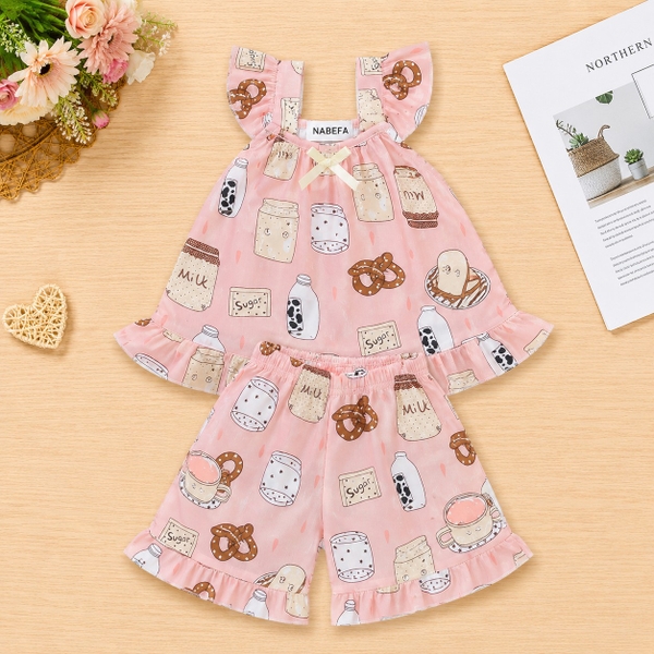 Bộ tole bé gái quần ngắn sát nách NBSE26S001AB