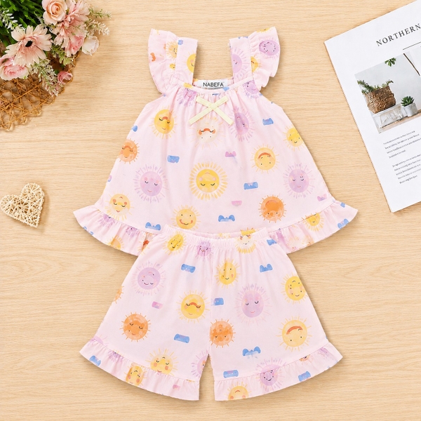 Bộ tole bé gái quần ngắn sát nách NBSE26S001AB