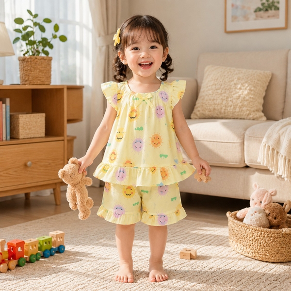 Bộ tole bé gái quần ngắn sát nách NBSE26S001AB