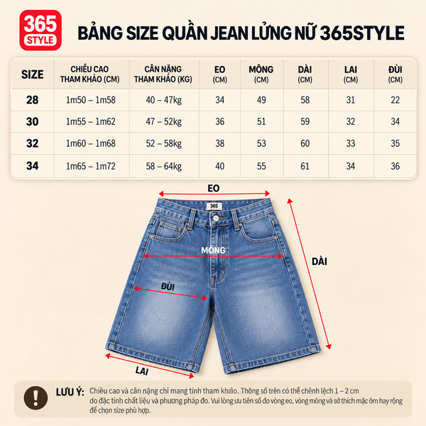 Quần lửng jean nữ S004 365STYLE - SWST26S004