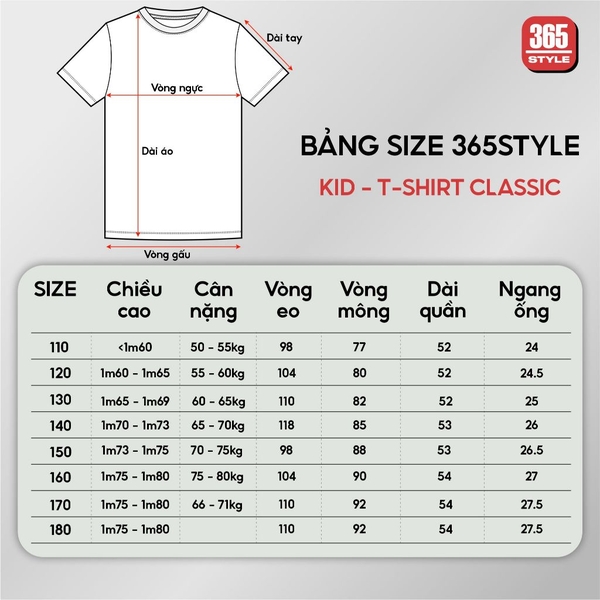 Áo thun bé trai Cotton S001 365STYLE SBTS26S001