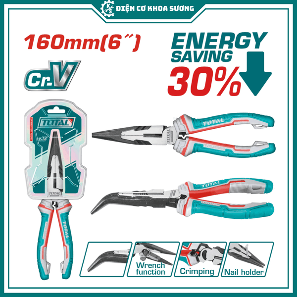 Kềm mũi nhọn mỏ cong TOTAL THT24616S