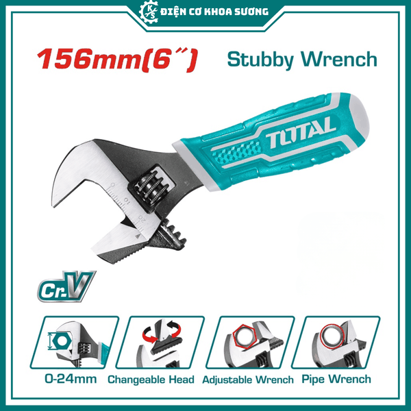 Cờ lê điều chỉnh 2IN1 TOTAL THT1016S size 156mm có thể thay đổi mỏ lết và mỏ lết răng, thép CR-V