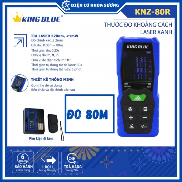 Thước đo khoảng cách laser Kingblue, đo 50m, 80m, 100m, thước đo khoảng cách lazer - Hàng chính hãng