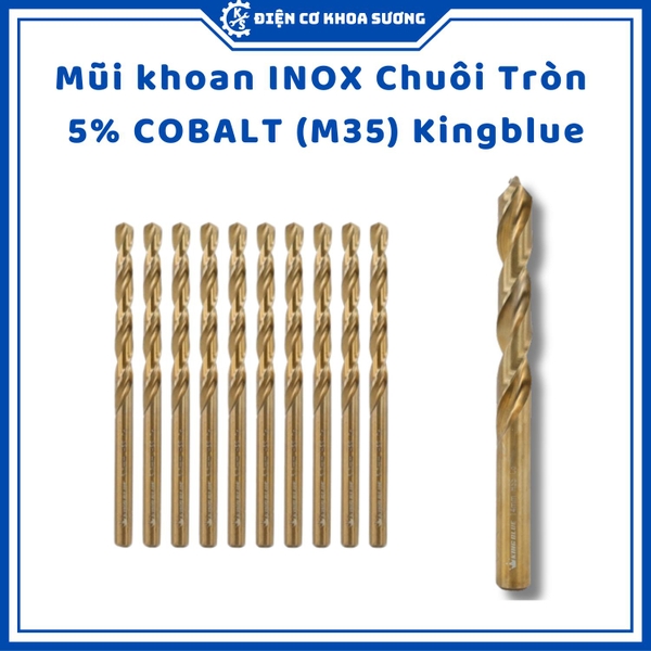 Mũi khoan Inox, khoan sắt chuôi tròn Kingblue, 5% Cobalt M35, KBY2 - hàng chính hãng