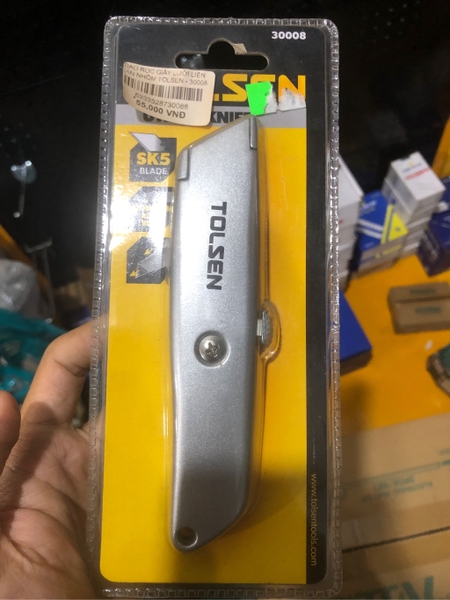 Dao Rọc Giấy lưỡi liền cán nhôm SK5 61x19mm TOLSEN 30008 - Hàng chính hãng.