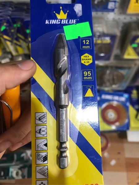 Mũi khoan đa năng lục giác, lệch tâm Kingblue KBH2F kích thước 4 - 12mm, dài 95mm, khoan tường, gạch men, đá, kính.
