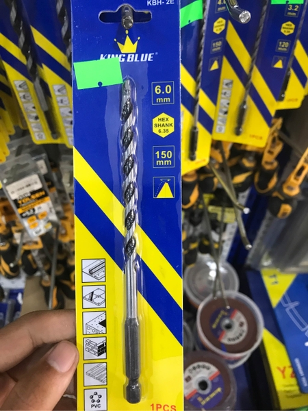 Mũi khoan đa năng 2 cạnh chuôi lục giác Kingblue, Khoan Gỗ Đá Nhựa Tường Bê Tông KBH2E - Chính hãng