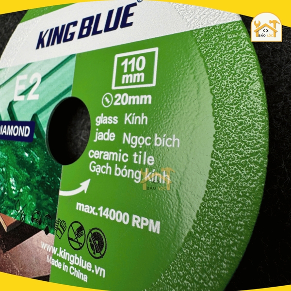 Lưỡi cắt kính, gạch bóng kính, đá cẩm thạch Kingblue 1 tấc 110mm E2, hợp kim thép - Hàng chính hãng