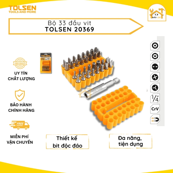 Bộ mũi vít 33 chi tiết TOLSEN 20369 - Hàng chính hãng.