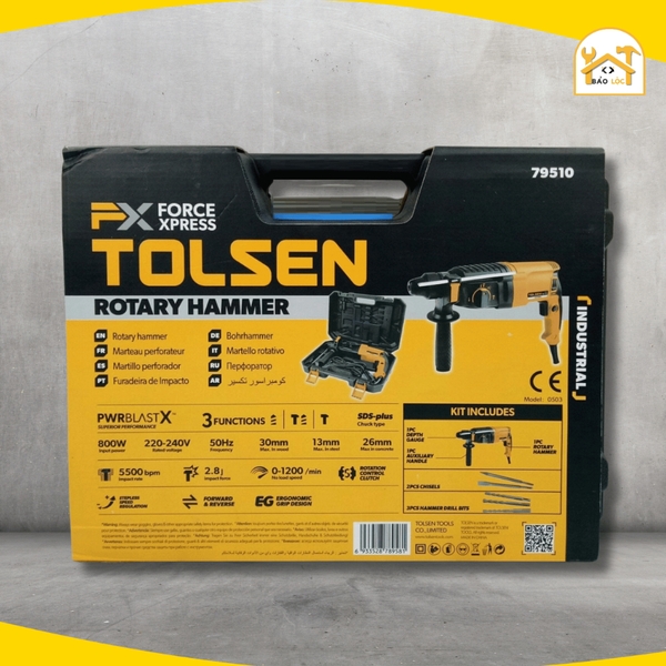 Máy khoan 3 chức năng 800W 26mm công nghiệp Tolsen 79510 - Hàng chính hãng.