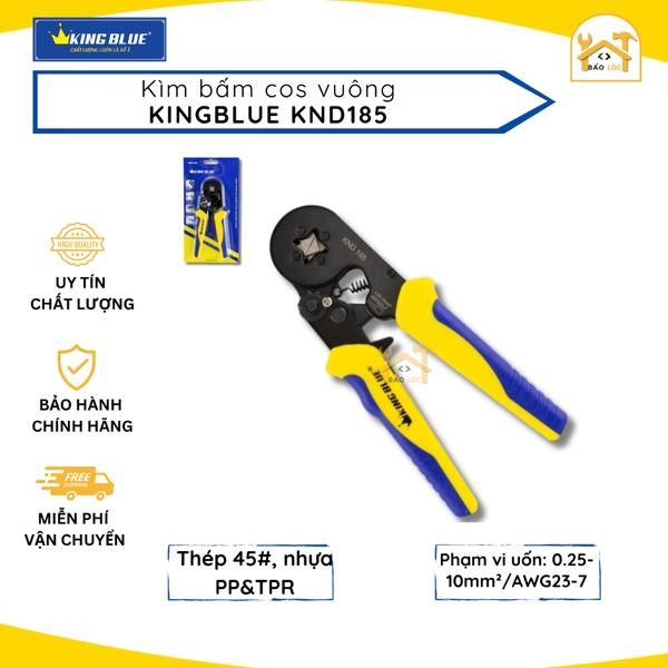 Kìm bấm cos vuông thép C45 chịu lực tốt KingBlue KND185 - Hàng chính hãng
