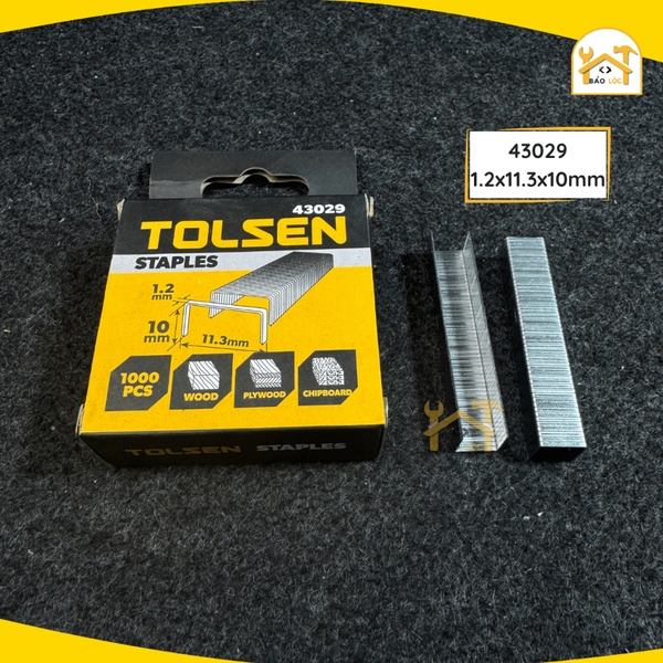 Hộp 1000 đinh ghim Tolsen chữ U bấm gỗ nhựa bằng thép cứng nhiều kích cỡ - Hàng chính hãng.