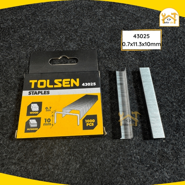 Hộp 1000 đinh ghim Tolsen chữ U bấm gỗ nhựa bằng thép cứng nhiều kích cỡ - Hàng chính hãng.