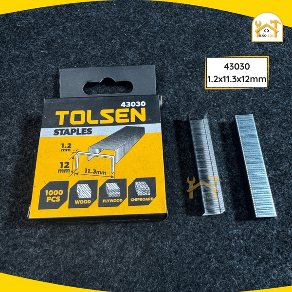 Hộp 1000 đinh ghim Tolsen chữ U bấm gỗ nhựa bằng thép cứng nhiều kích cỡ - Hàng chính hãng.